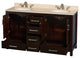 Wyndham WCS141460DESIVUNOMXX Espresso 60 Inch Vanity with Ivory Marble Top