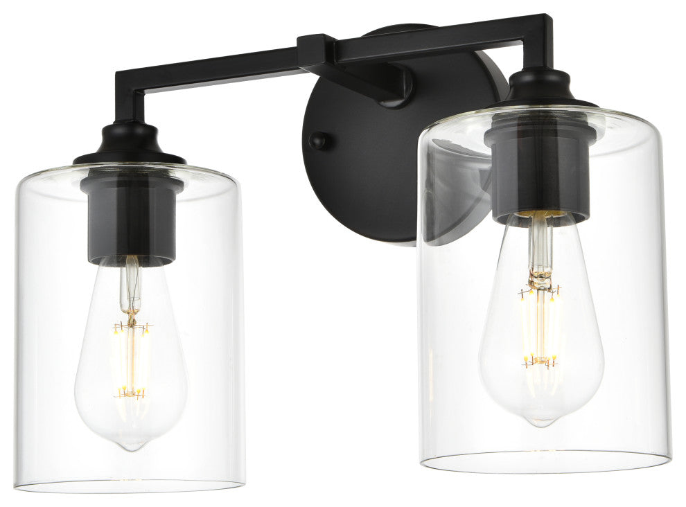 2 Light Black And Clear Bath Sconce