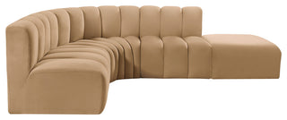 Arc Velvet Upholstered 5-Pc. L-Shaped Modular Sectional, Camel