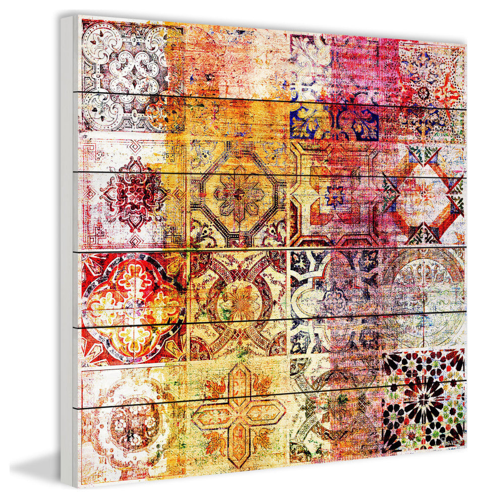 "Nador" Wall Art on White Wood, 32"x32"