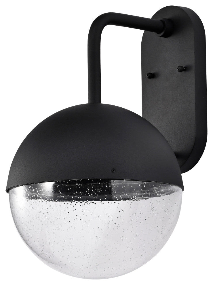 Atmosphere 10W LED Large Wall Lantern, Matte Black/Clear Seeded