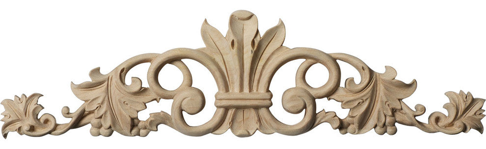 12"W x 3 1/2"H x 5/8"D Small Marseille Center with Scrolls, Alder