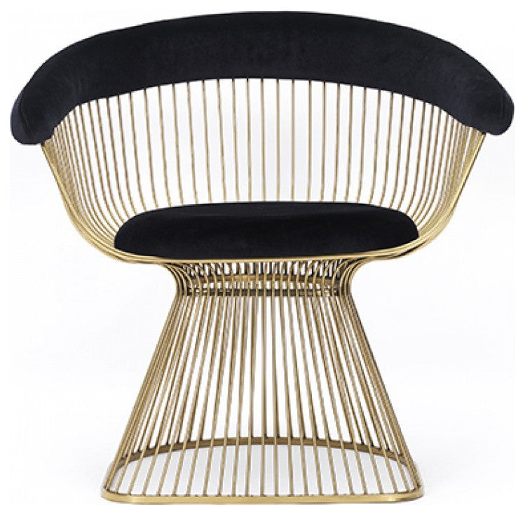 Swell Gold Dining Chair Arm Chair, Black