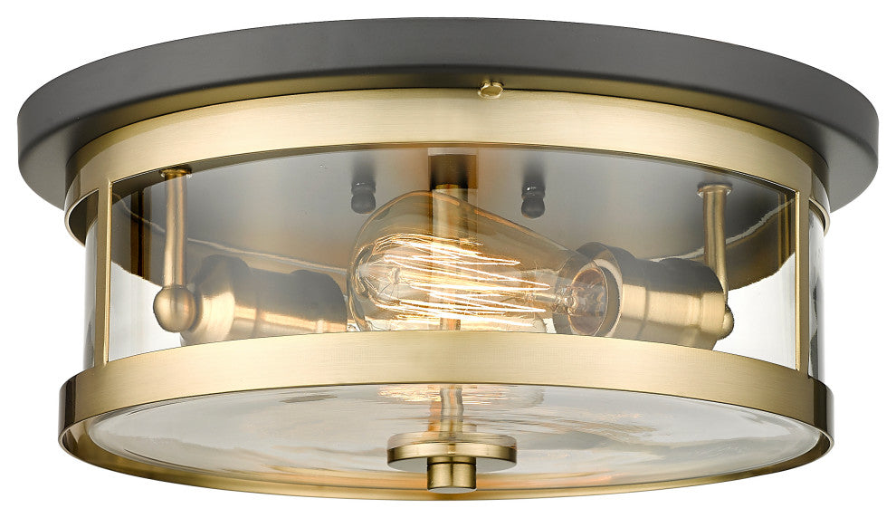 Black And Gold Flush Mount With Glass Shade