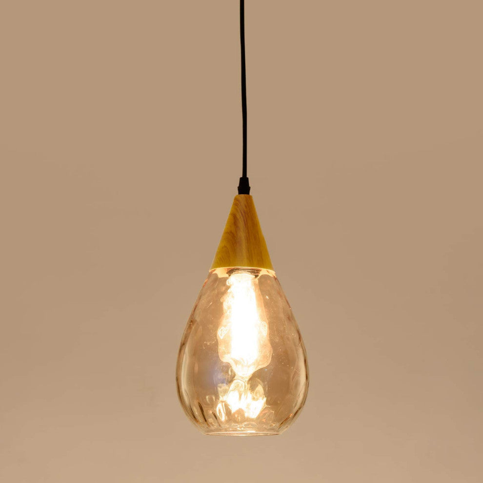 Simplicity Pendant Light, Teardrop Glass Shade, Contemporary Hanging Lamp