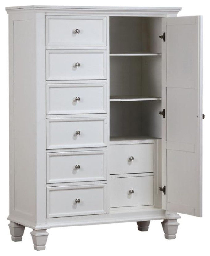 Wood Chest with 8 Drawers, White