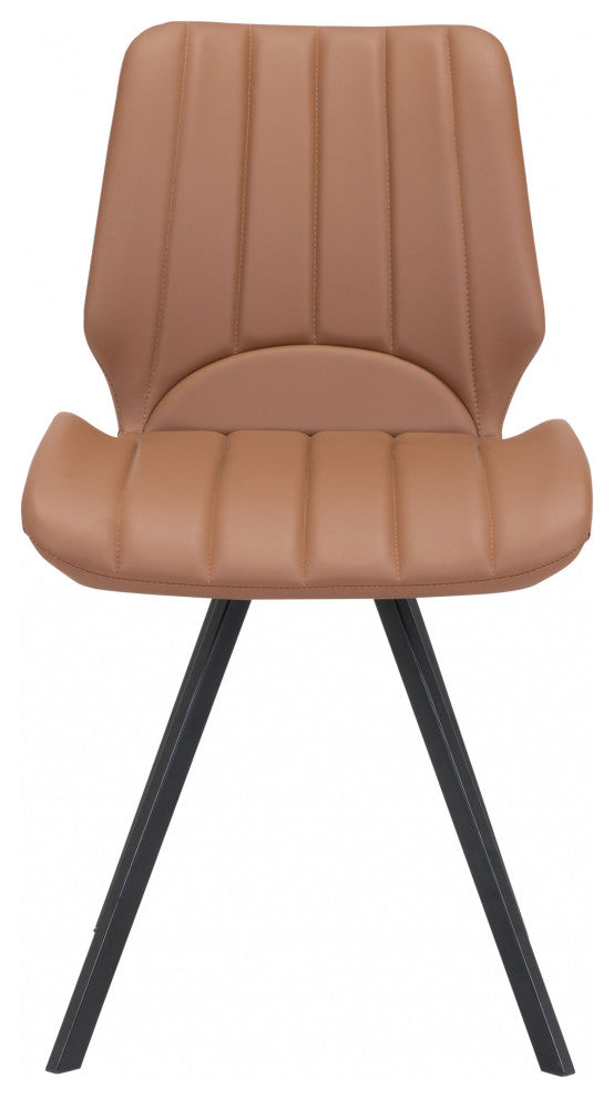 Set of Two Patterned Light Brown Dining Chairs