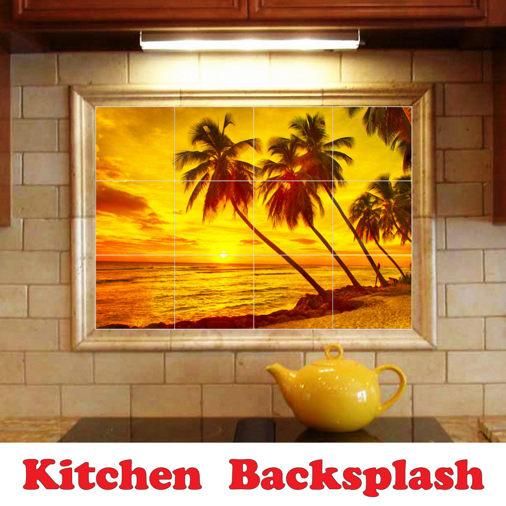 Beach Ceramic Tile Wall Mural HZ500060-55S. 21.25" x 21.25"
