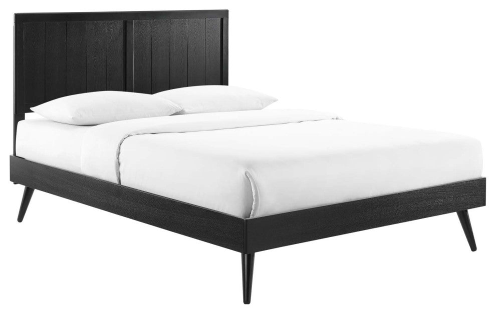 Alana Twin Wood Platform Bed With Splayed Legs Black