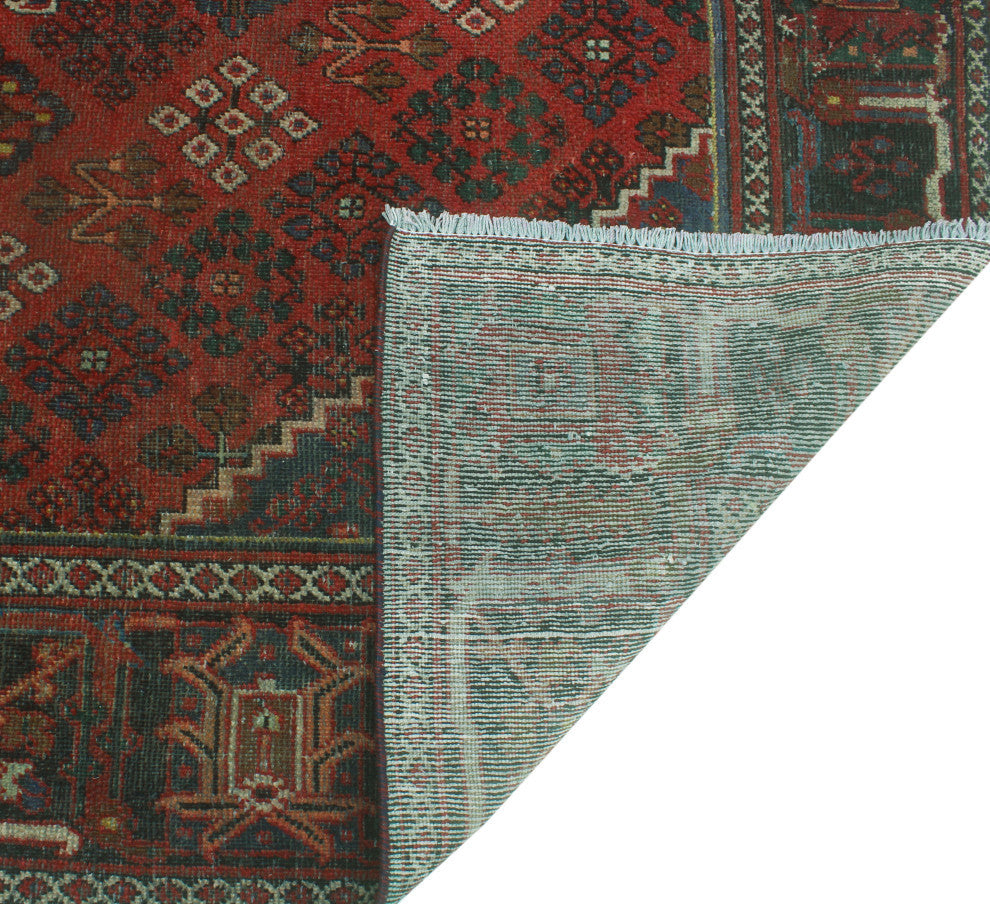 Fine Vintage Distressed Mahnoor Red/Charcoal Rug, 6'4x9'4
