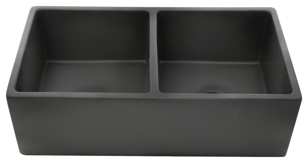 Nantucket Sinks Double Bowl Farmhouse Fireclay Sink, Concrete