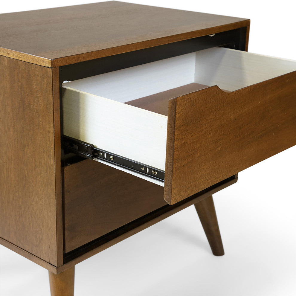 Furniture of America Belkor Mid-Century Modern Wood 2-Drawer Nightstand in Oak