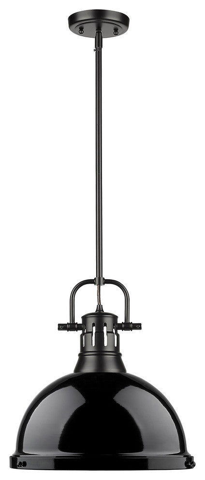 Golden Lighting 3604-L-BLK Duncan 1 Light 14"W Pendant - Black / Black