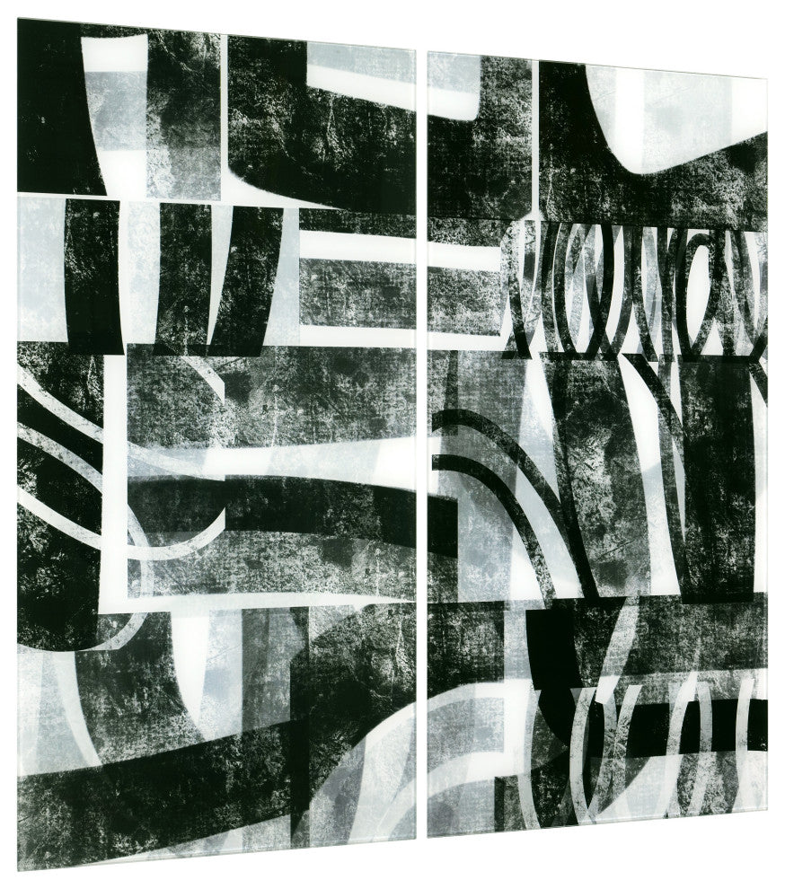 "Compartment A and B" Oversized Frameless Reverse Printed Tempered Art Glass Set