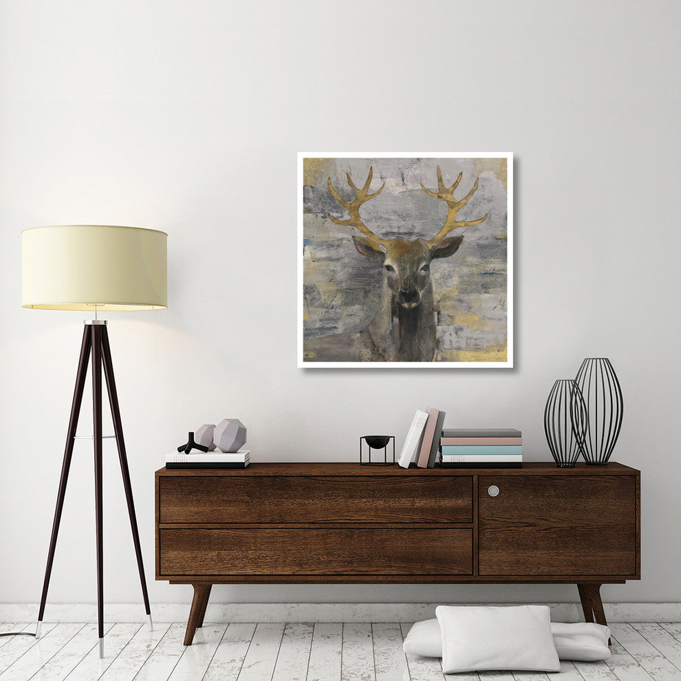 "The Leader Gold Light Grey" Digital Paper Print by Albena Hristova, 38"x38"