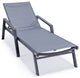 LeisureMod Marlin Chaise Lounge Chair With Arms and Fire Pit Table, Dark Gray