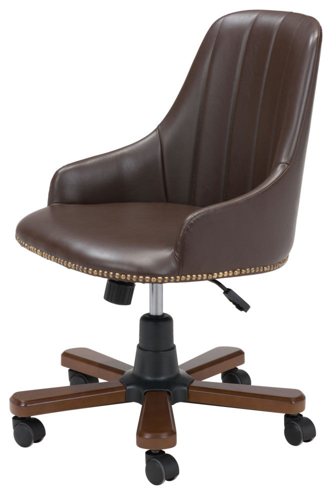 Computer Work Chair, Steel Metal, Fabric, Brown, Gold, Home Business Office