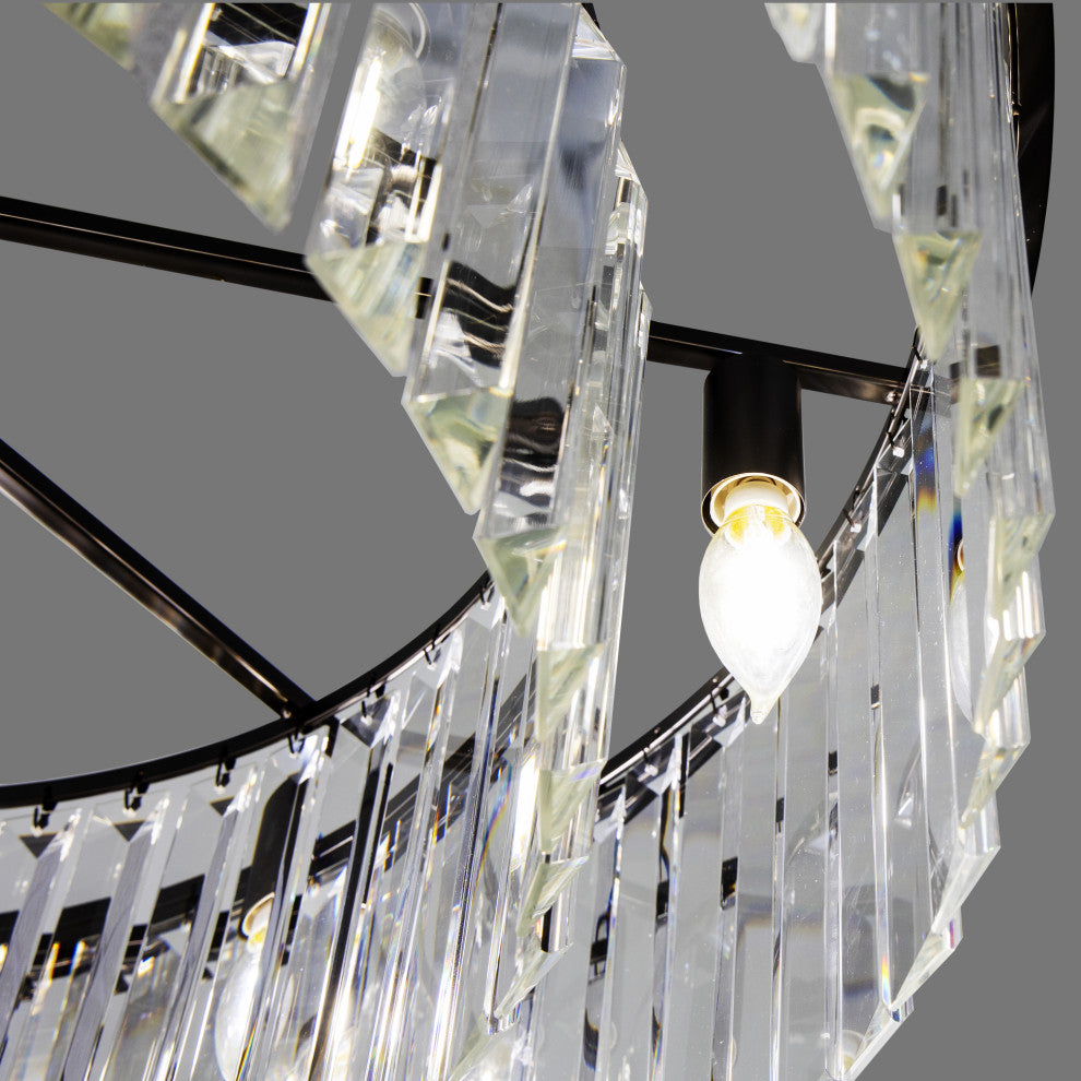 Polaris 8-Light Prism Crystal Chandelier, Black