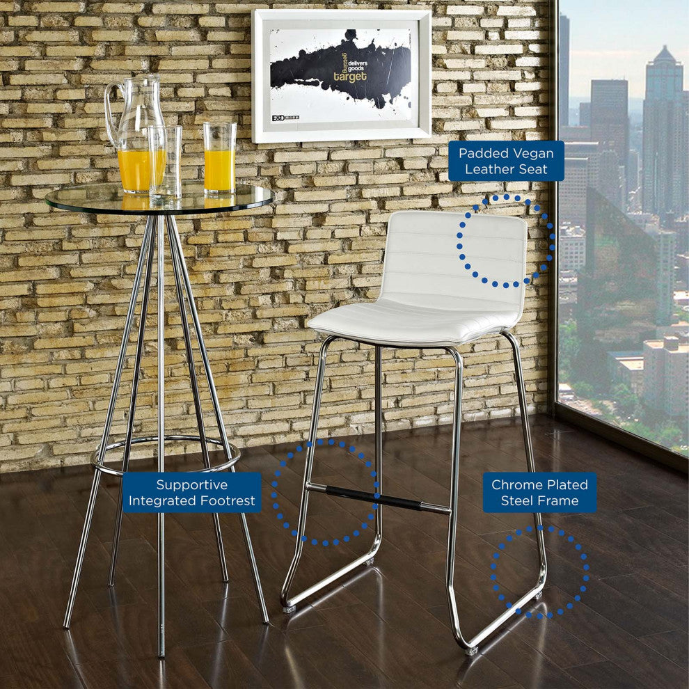 Modern White Dive Bar Stool Set of 4