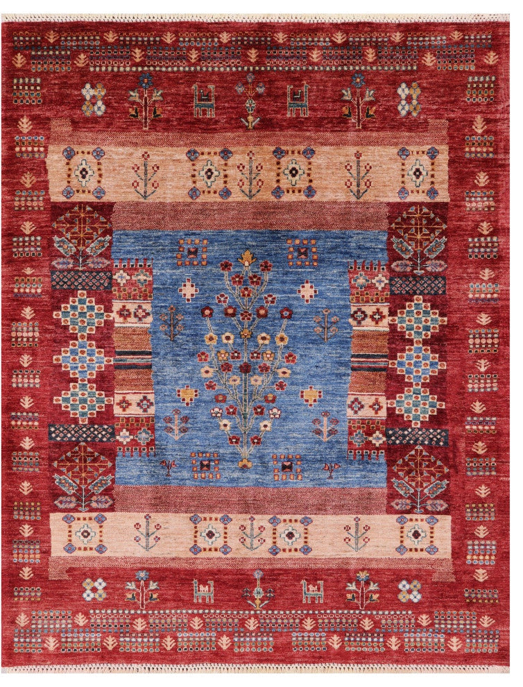5' 0" X 6' 5" Tribal Persian Gabbeh Hand-Knotted Rug Q7306