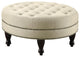 Upholstered Round Cocktail Ottoman, Oatmeal