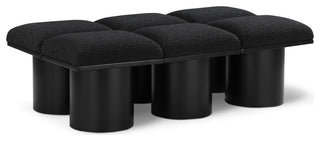 Pavilion Boucle Fabric Upholstered 6-Piece Modular Bench, Black, Black Finish