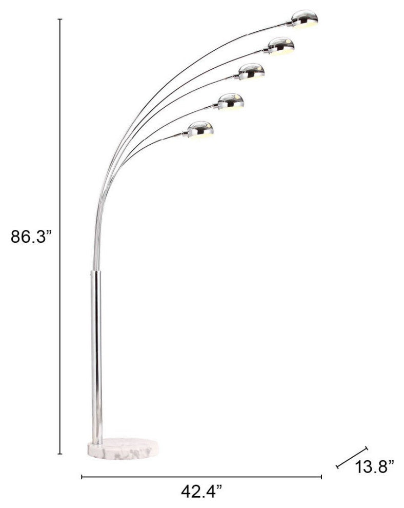 Cosmo Chrome 5 Arm Floor Lamp
