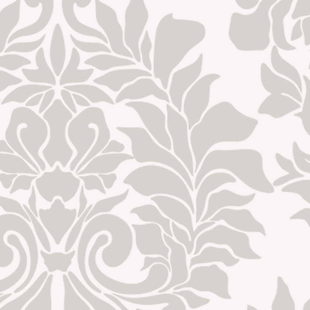 Classic Damask Peel and Stick Vinyl Wallpaper, Gray, 24"w X 60"h