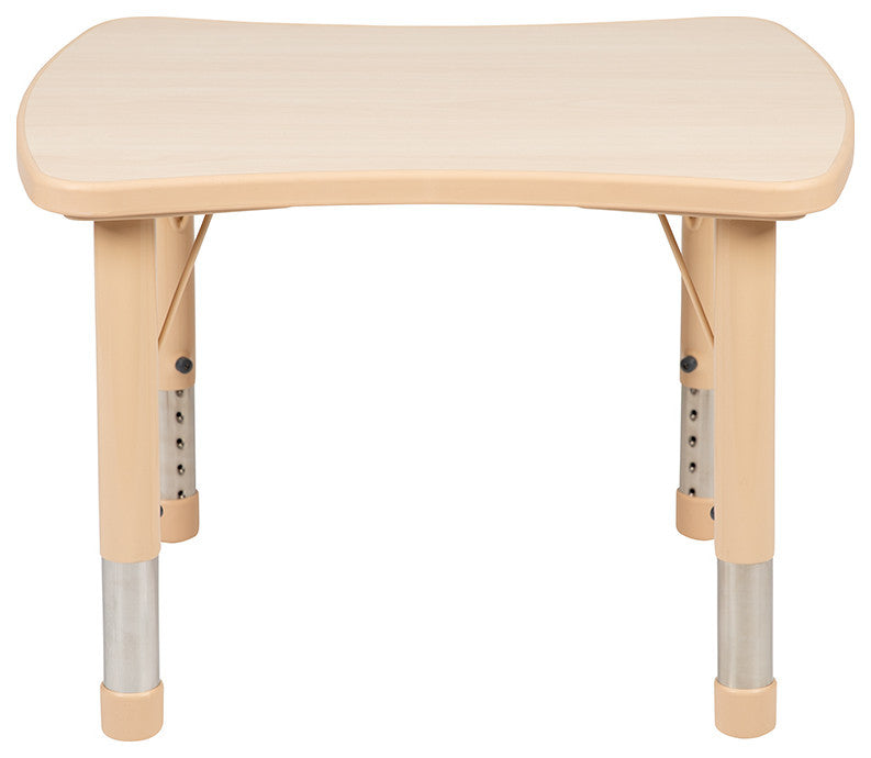 21.875"x26.625" Height Adjustable Rectangular Plastic Activity Table, Natural