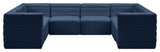 Quincy Velvet Upholstered 8-Piece U-Shaped Modular Sectional, Navy
