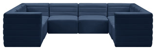 Quincy Velvet Upholstered 8-Piece U-Shaped Modular Sectional, Navy