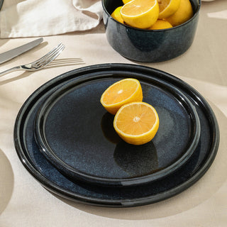 Stone Lain Eden Stoneware Dinner Plate Set of 4, Dark Blue