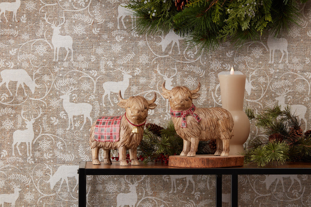 Highland Cow Winter Figurine, Set of 2