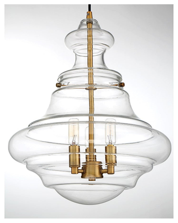 Savoy House Meridian 3 Light Pendant Natural Brass