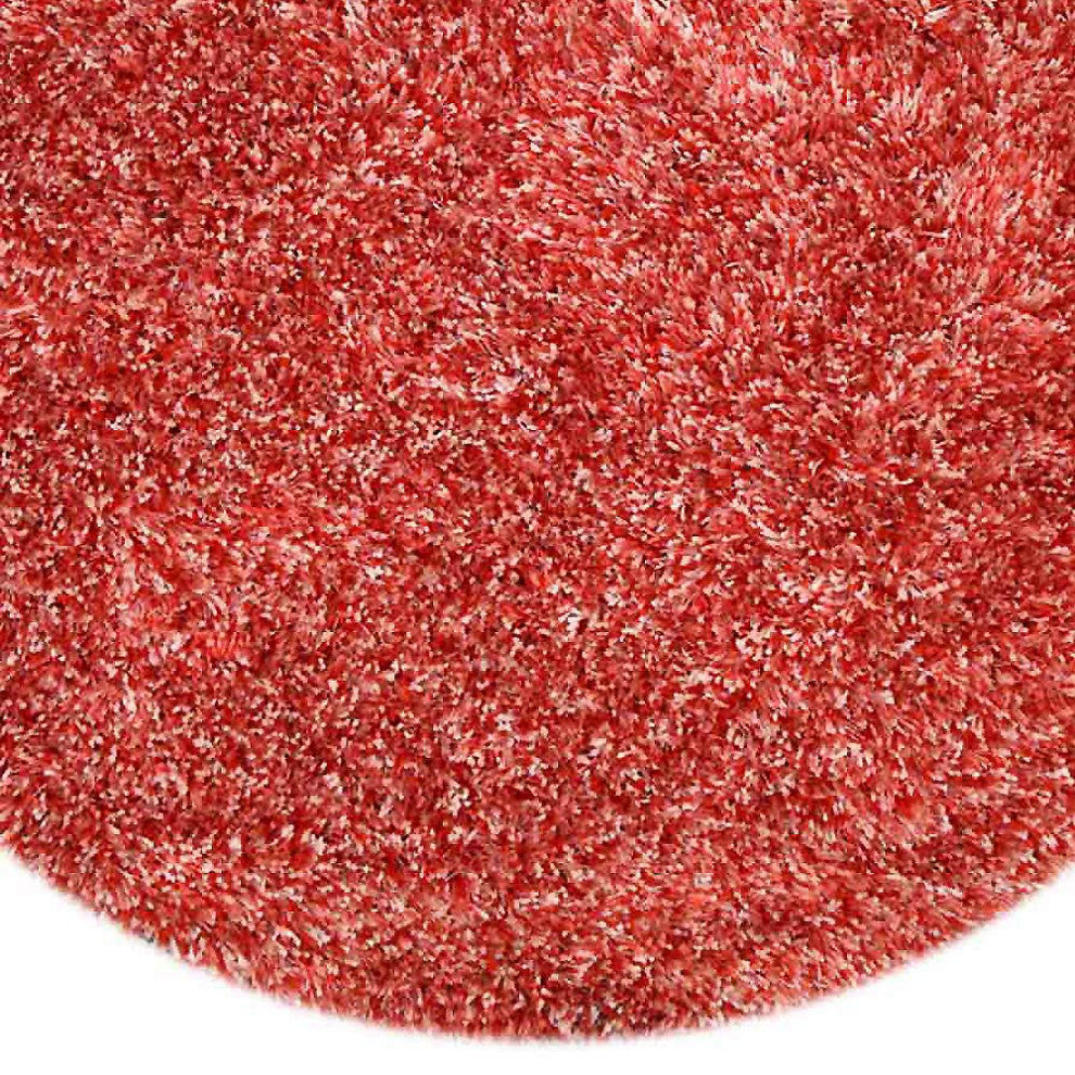HAND TUFTED SHAG POLYESTER ECO-FRIENDLY AREA RUGS, Red White Color, Solid Design