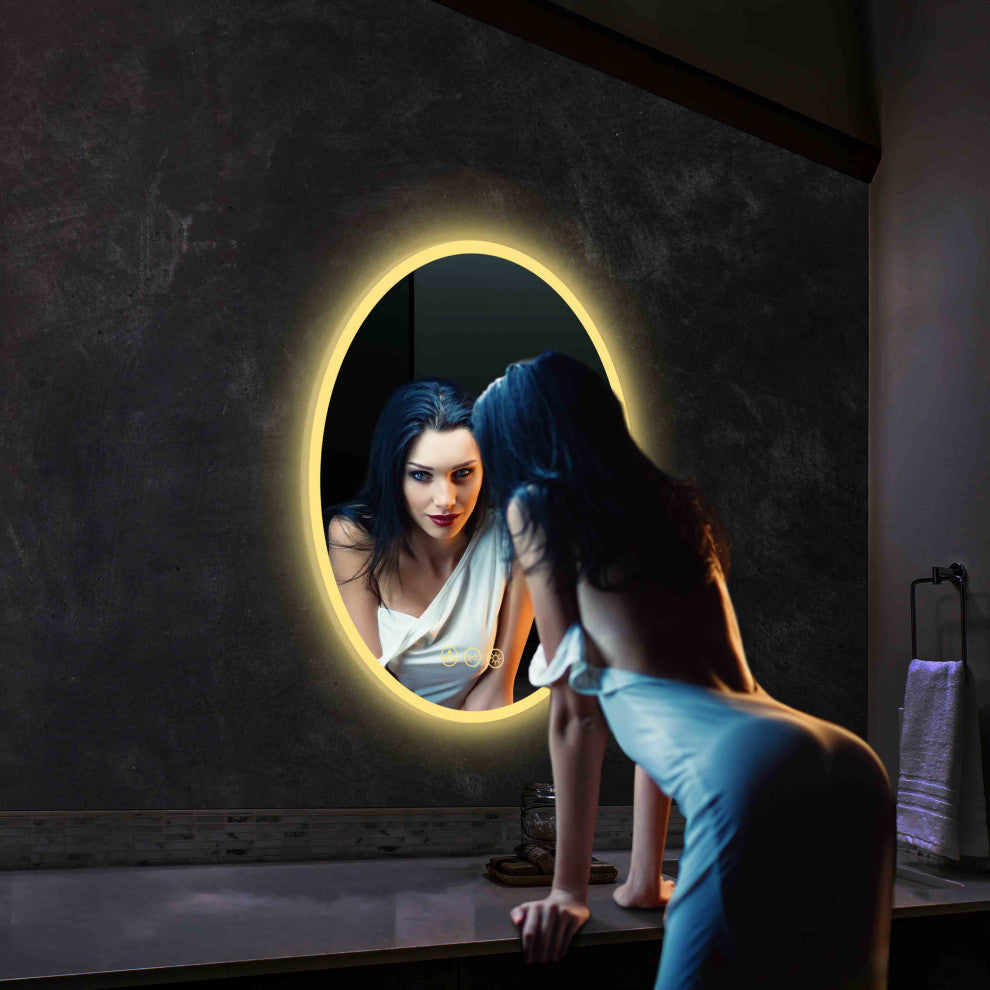 Fogless, Color Temperature Adjustable LED Mirror, 20" Oval