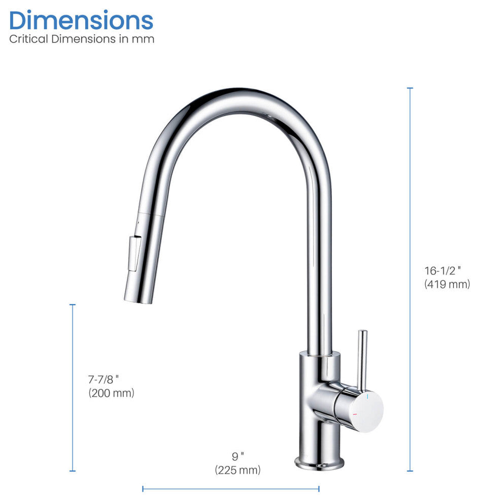 Circular Single Handle Pull Down Kitchen Faucet, Chrome