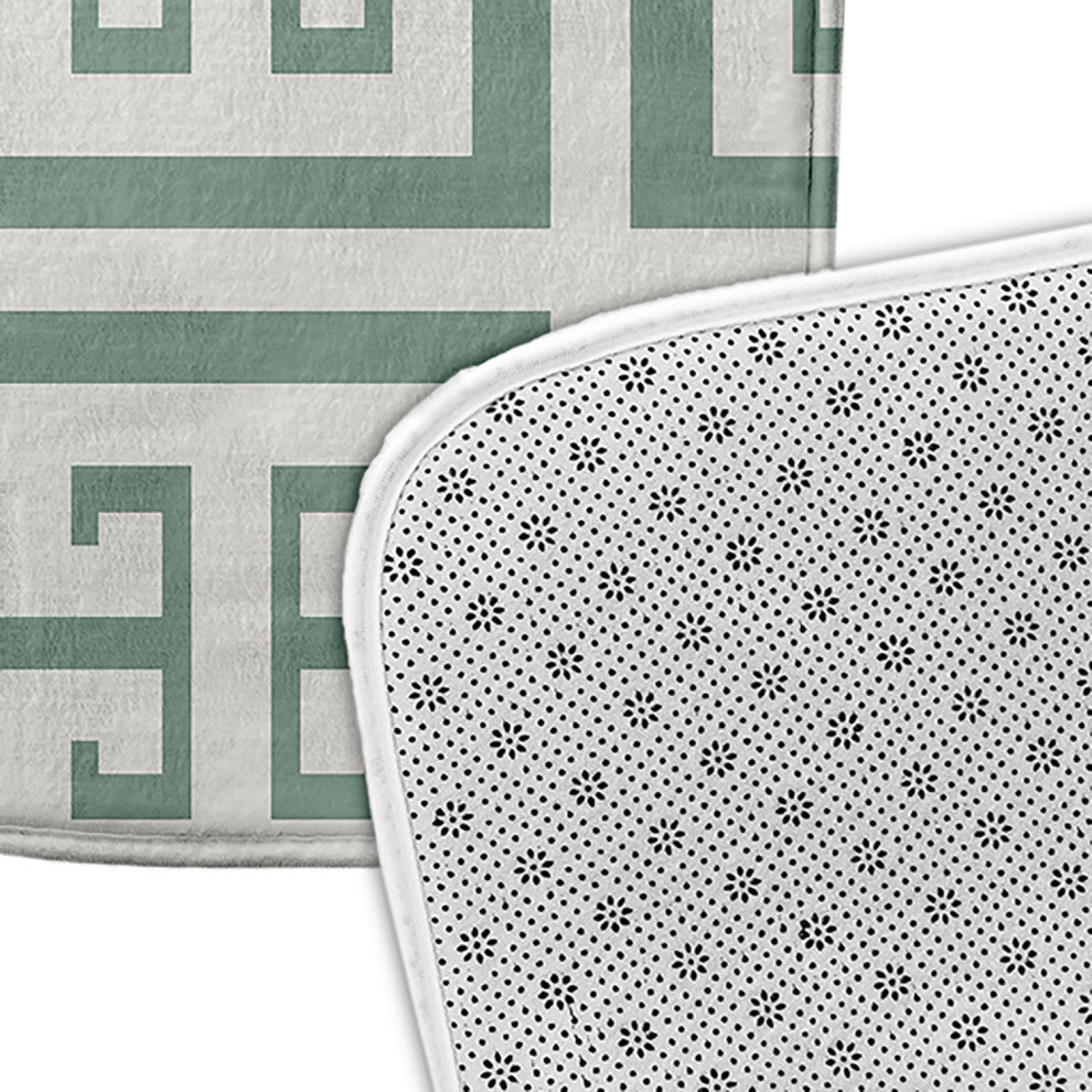 34" x 21" Greek Key Patterned Bathmat, Sage
