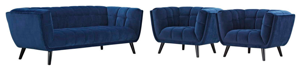Bestow 3 Piece Velvet Sofa And Armchair Set