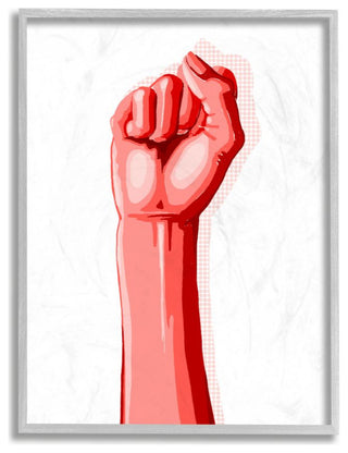 Modern Pop Raised Fist Patterned Shadow Red White ,1pc, each 16 x 20