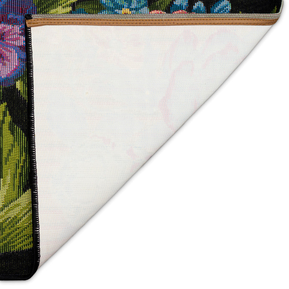 Esencia Secret Garden Indoor/Outdoor Mat, Black, 2' X 2'10"