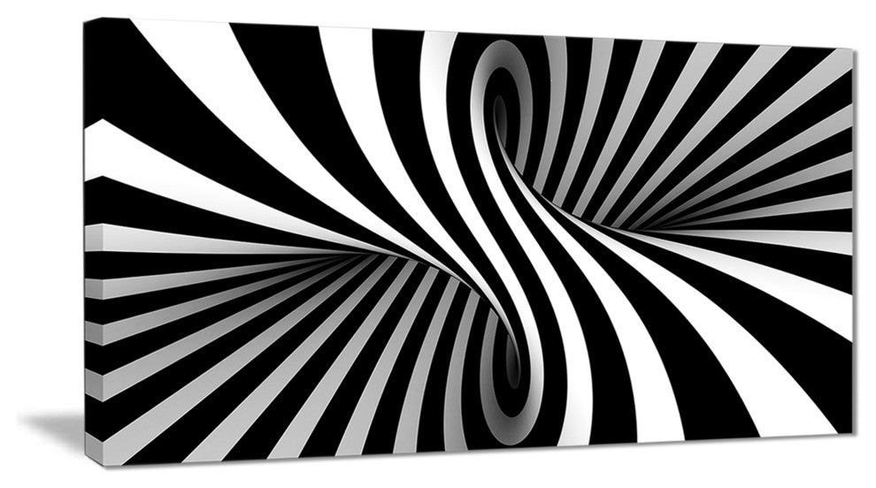 "Black and White Spiral Digital" Canvas Print, 32"x16"