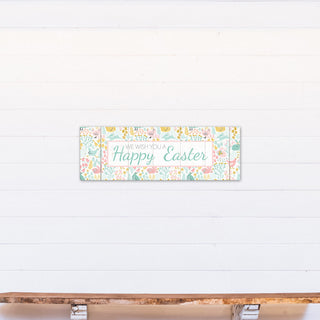 Happy Easter Whimsy Pattern 12x36 Canvas Wall Art