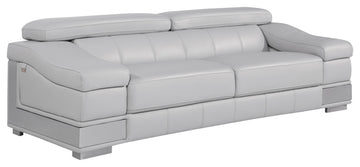 Milan Contemporary Genuine Italian Leather Loveseat Light Gray