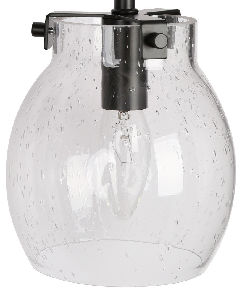 LNC 22" Modern Black Bathroom Vanity Light With Globe Seeded Glass