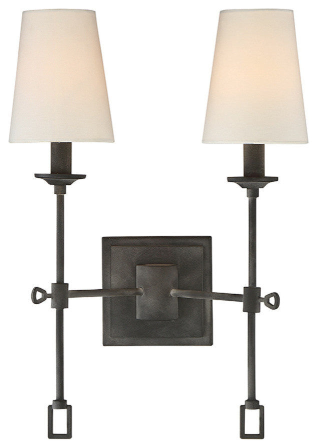 Lorainne 2 Light Sconce, Oxidized Black