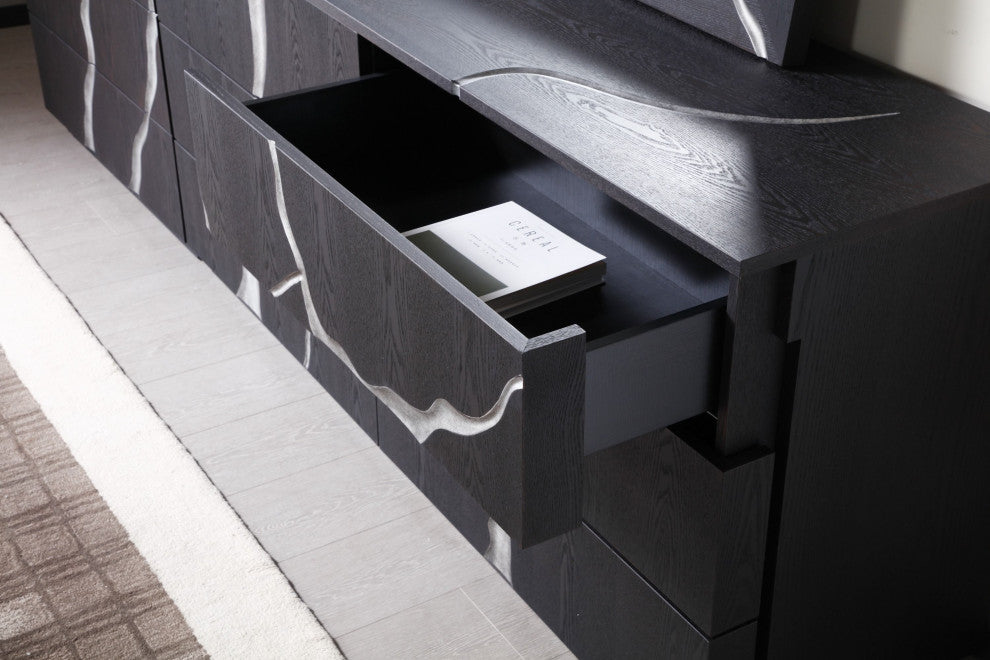 Modrest Aspen Modern Matte Brown Ash and Silver Dresser