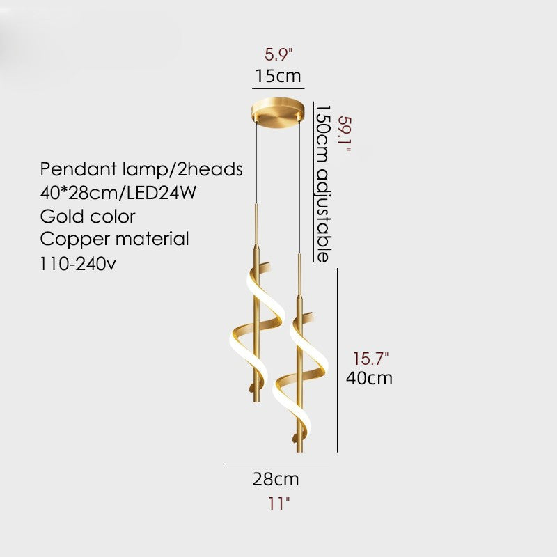 MIRODEMIÂ® Tovo San Giacomo | Ribbon Design Chandelier for Bedroom, Gold, B, Cool Light
