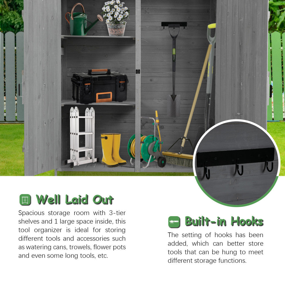 Outdoor Storage Shed With Lockable Door, Gray