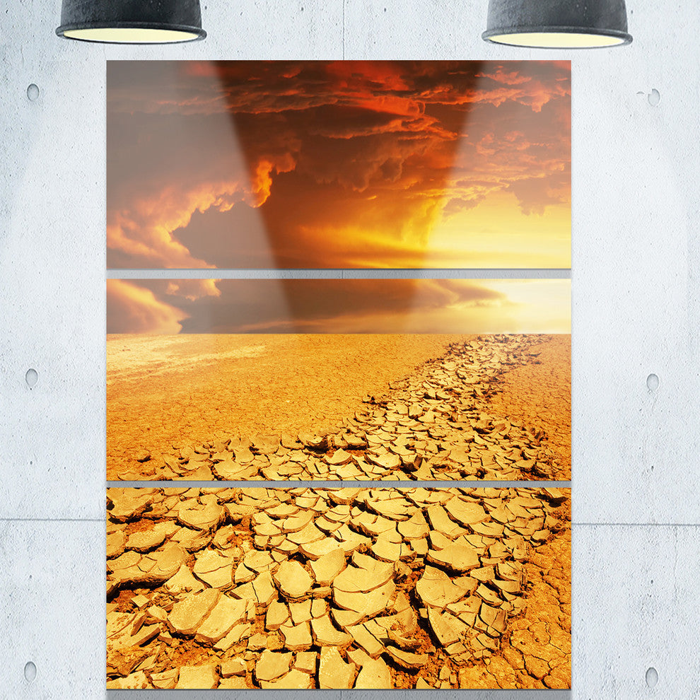 "Drought Land Under Dramatic Sky" Metal Wall Art, 3 Panels, 28"x36"